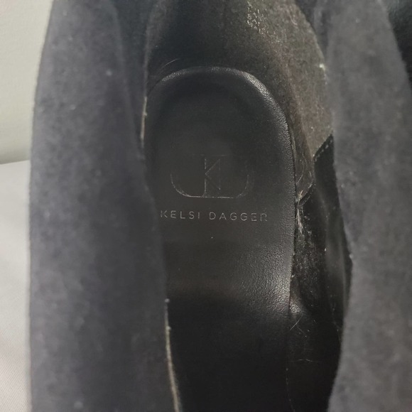 Kelsi Dagger Wilma Black Vegan Suede Fold over Wedge Booties Women's 6 - Picture 12 of 13